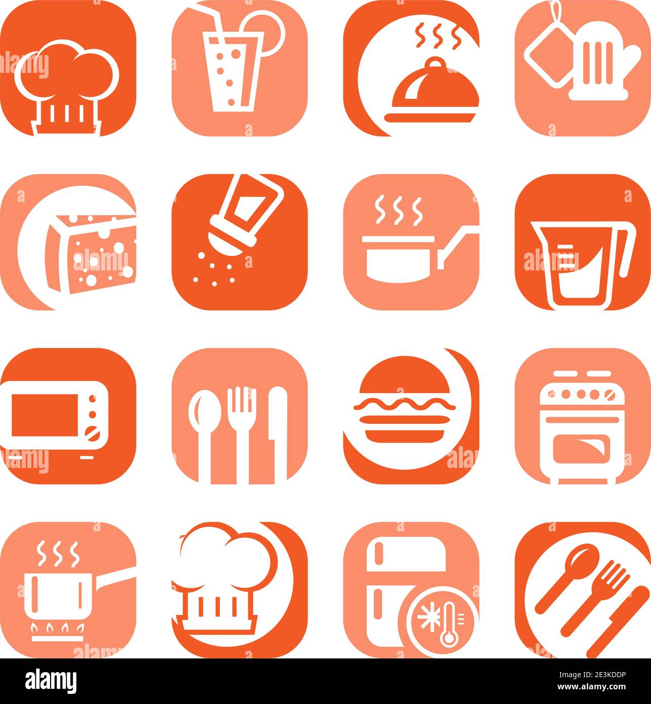 Elegant Colorful Kitchen Icons Set Created For Mobile, Web And Applications. Stock Vector