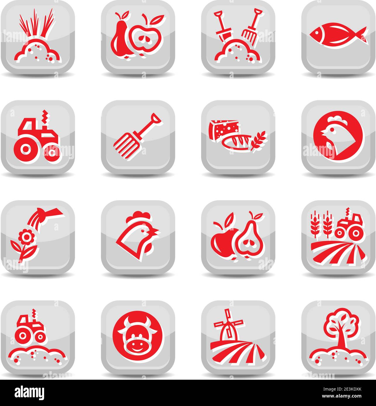 Agriculture And Farming Icons Set for web and mobile. All elements are grouped. Stock Vector