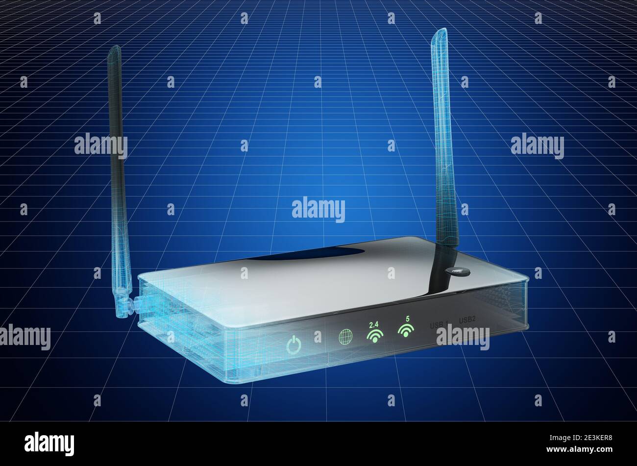 Visualization 3d cad model of router, blueprint. 3D rendering Stock ...