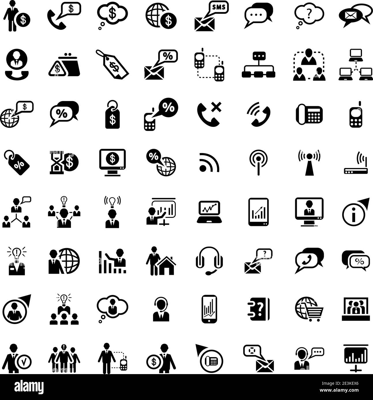 64 Vector Business And Financial Icons Set for web and mobile. All elements are grouped. Stock Vector