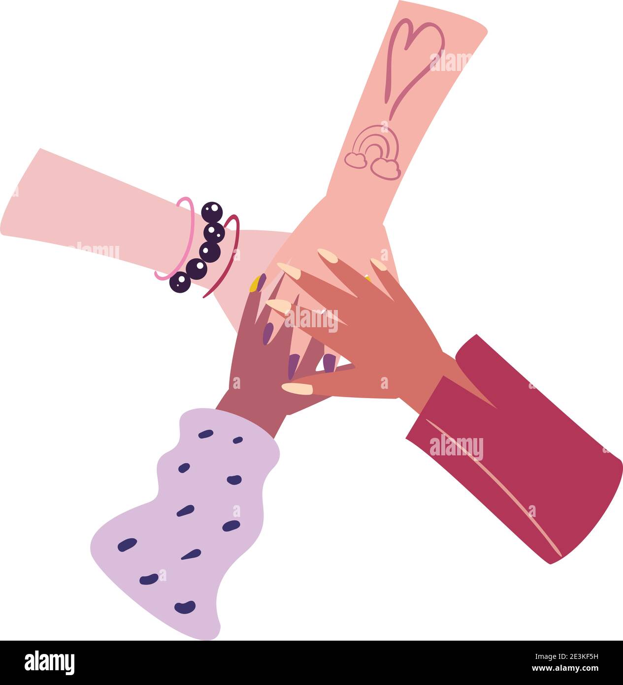 Girl Power Hands Support Design Of Woman Empowerment Female Feminism And Rights Theme Vector 