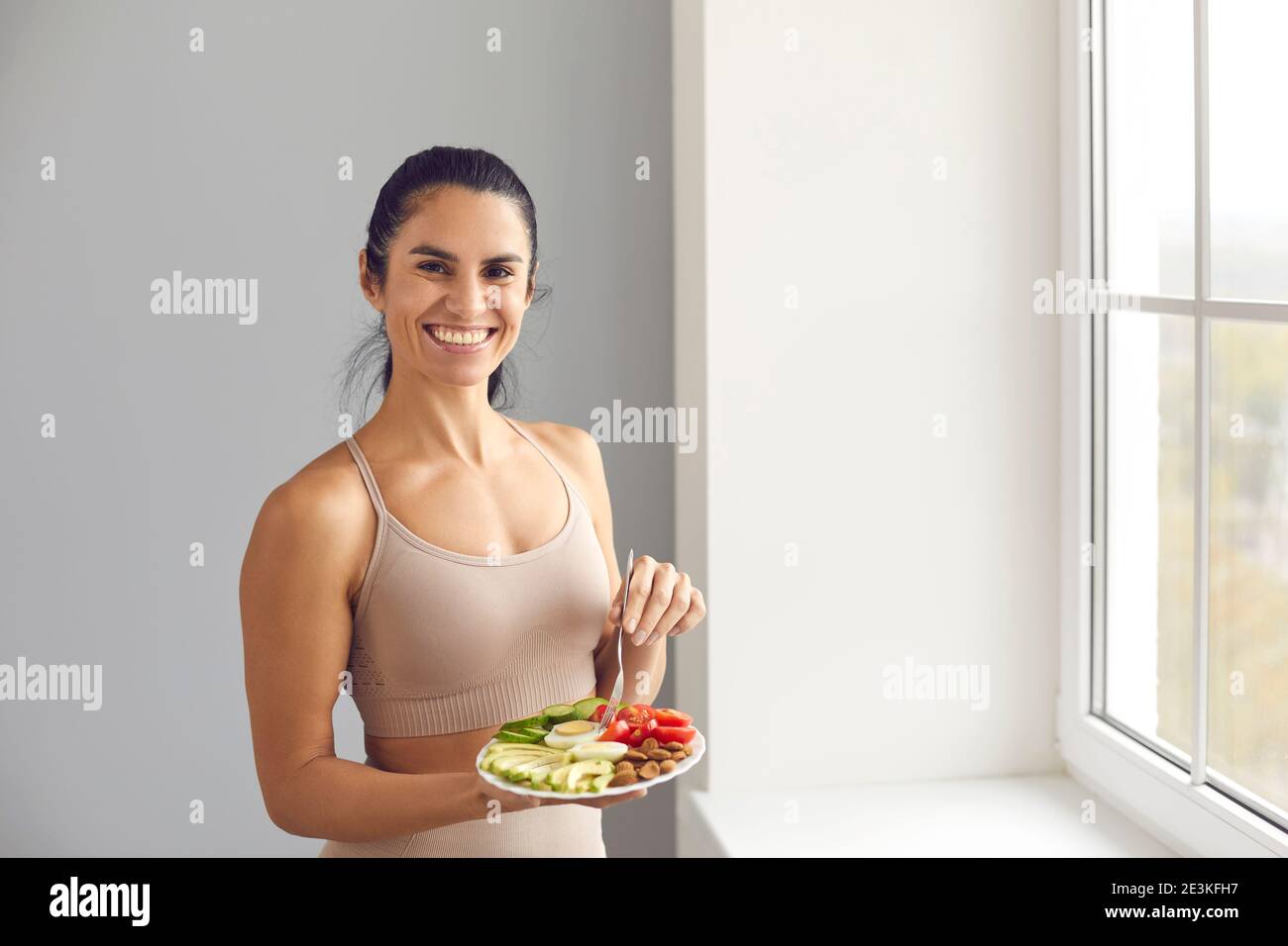 Active healthy lifestyle, vegetarian food concept Stock Photo