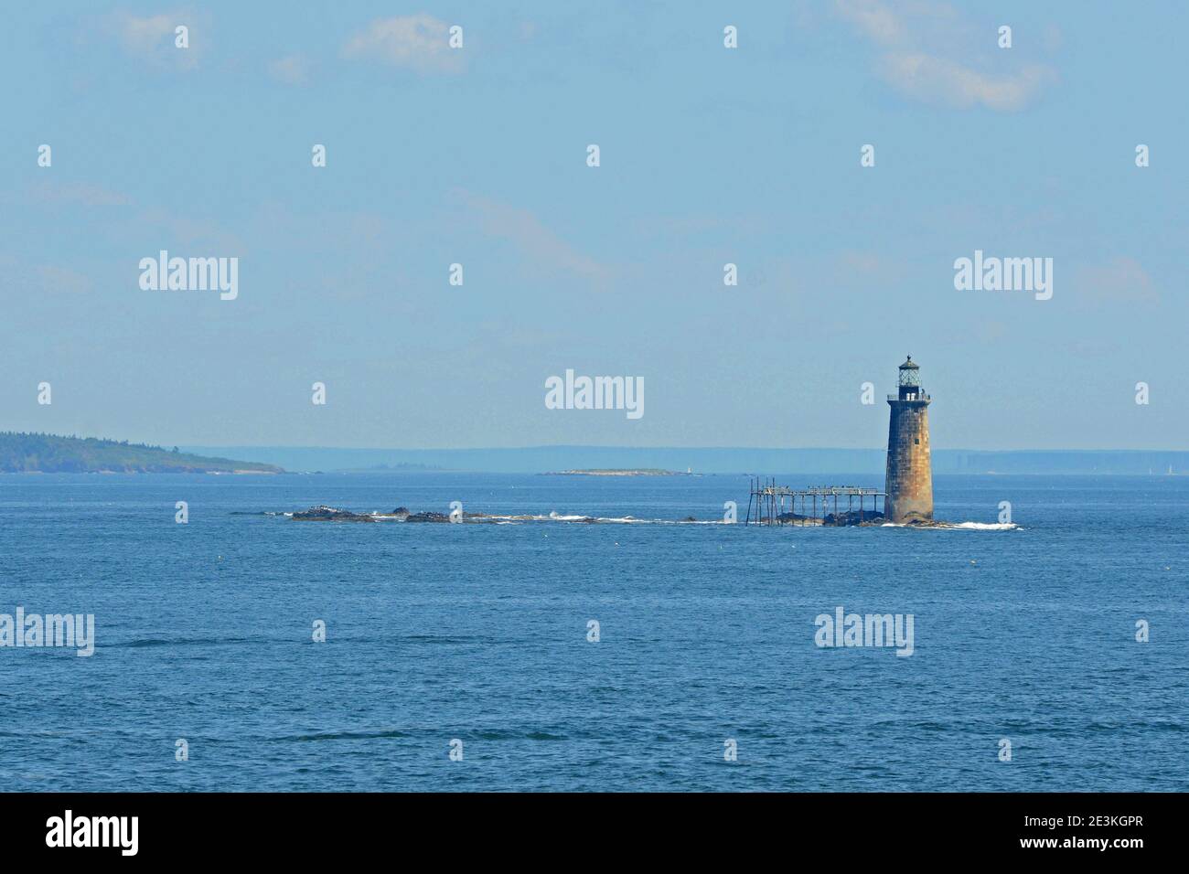 Ram Island Ledge is a lighthouse at the Casco Bay near Portland, Maine, USA  Stock Photo - Alamy