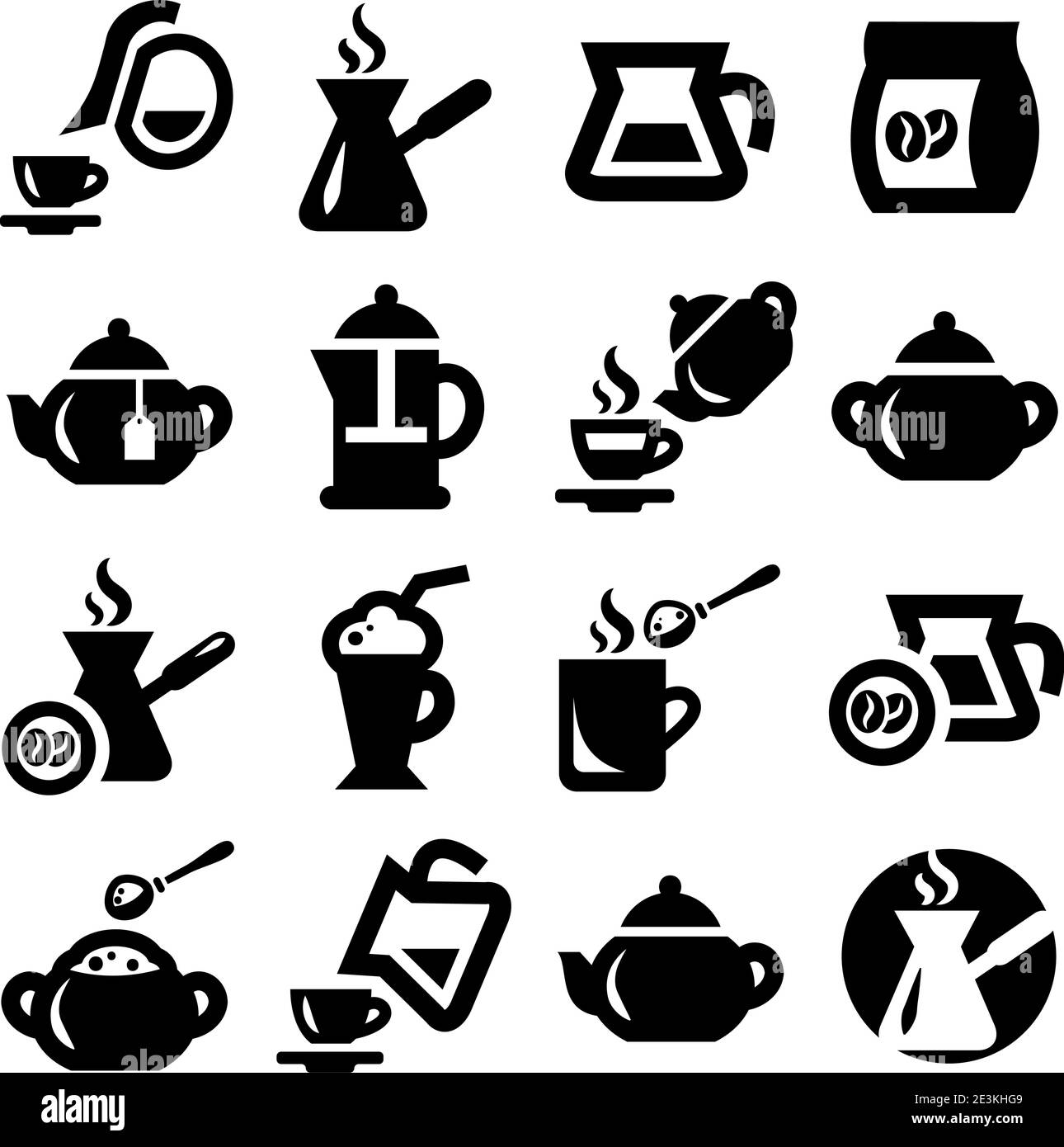 coffee and tea icons set Stock Vector