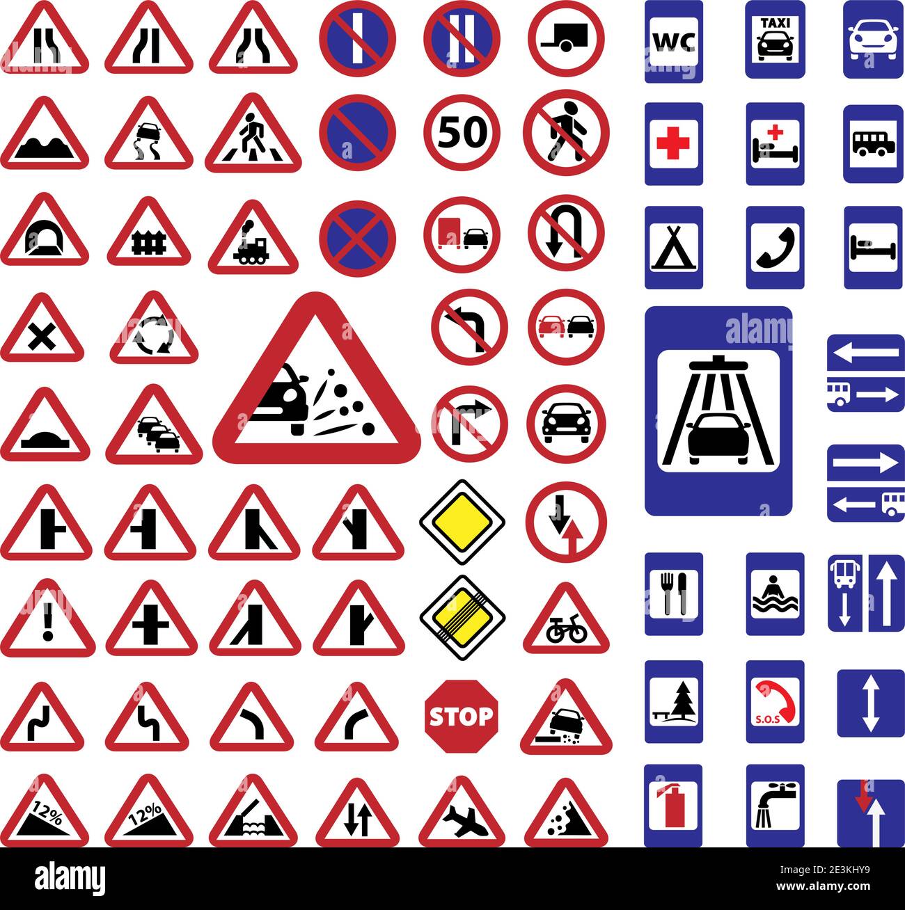 Elegant Traffic Signs Set Created For Mobile, Web And Applications. Stock Vector