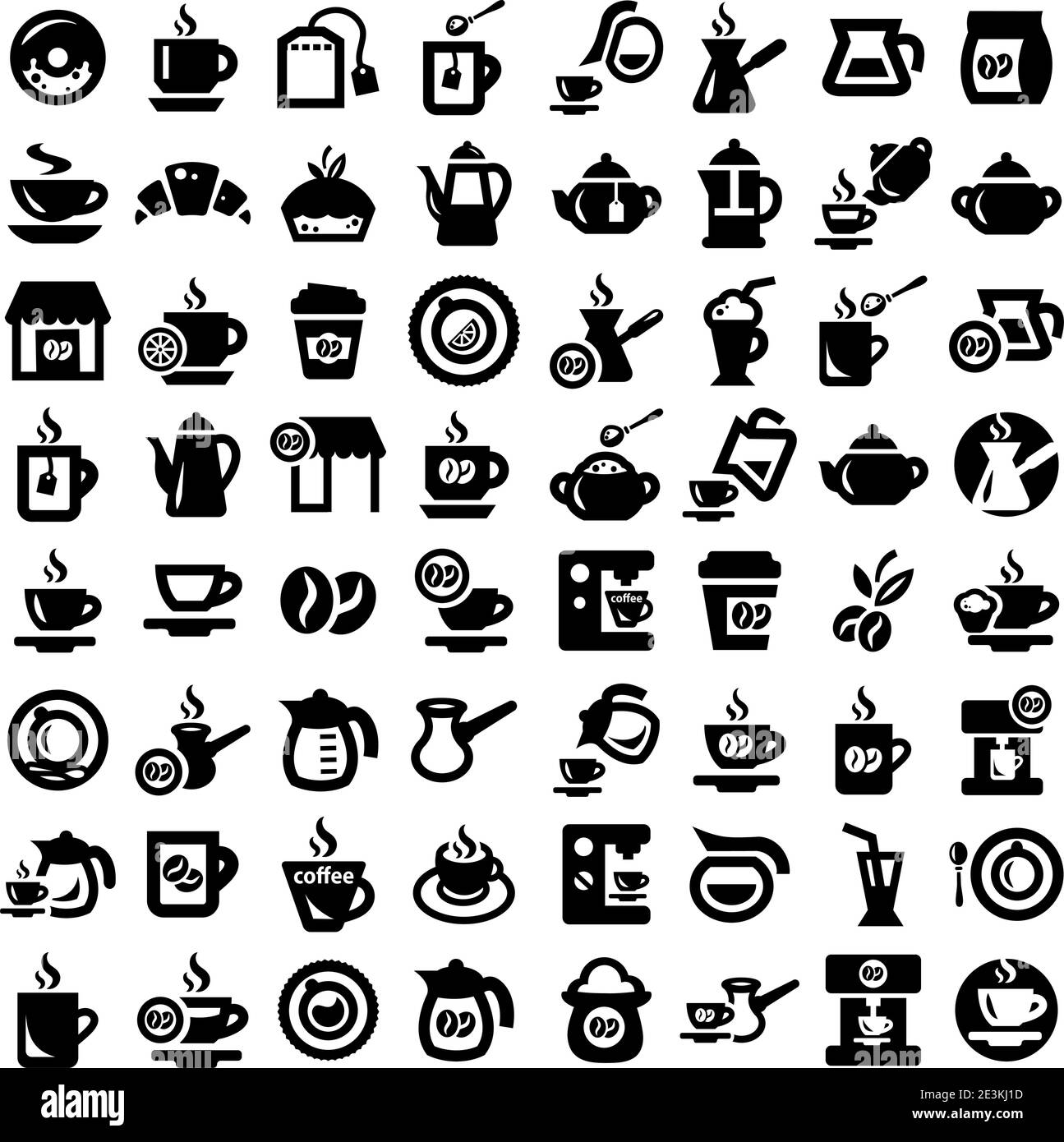 Big Coffee And Tea Icons Set Created For Mobile, Web And Applications. Stock Vector