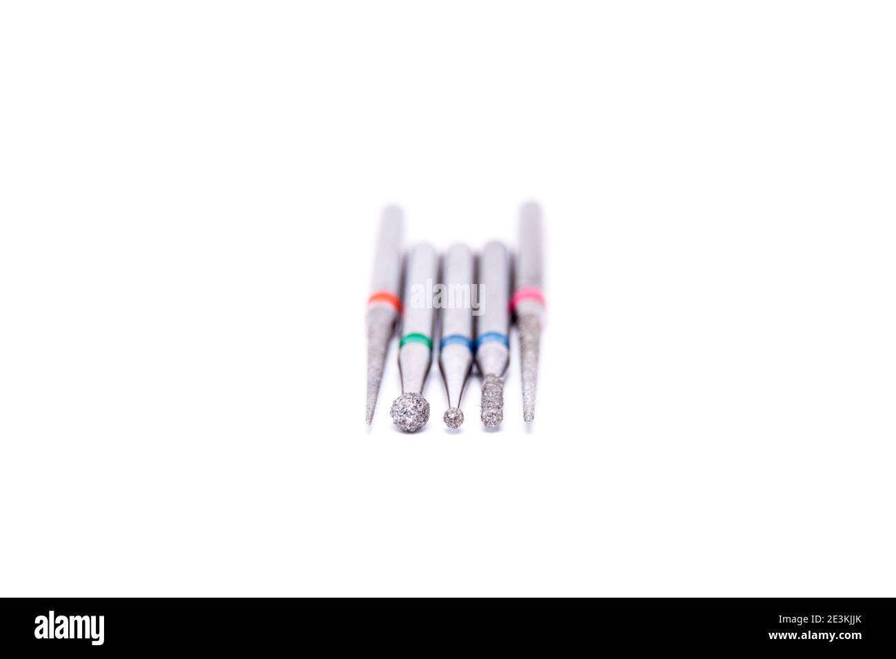 Dental drills in closeup. Equipment in a dental clinic. Tools for the