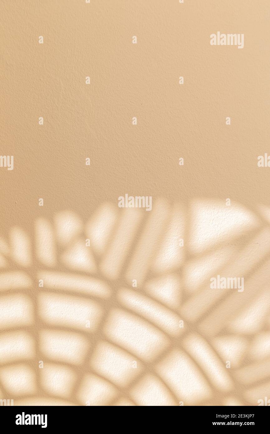 Abstract geometric shadows on yellow natural material wall Stock Photo