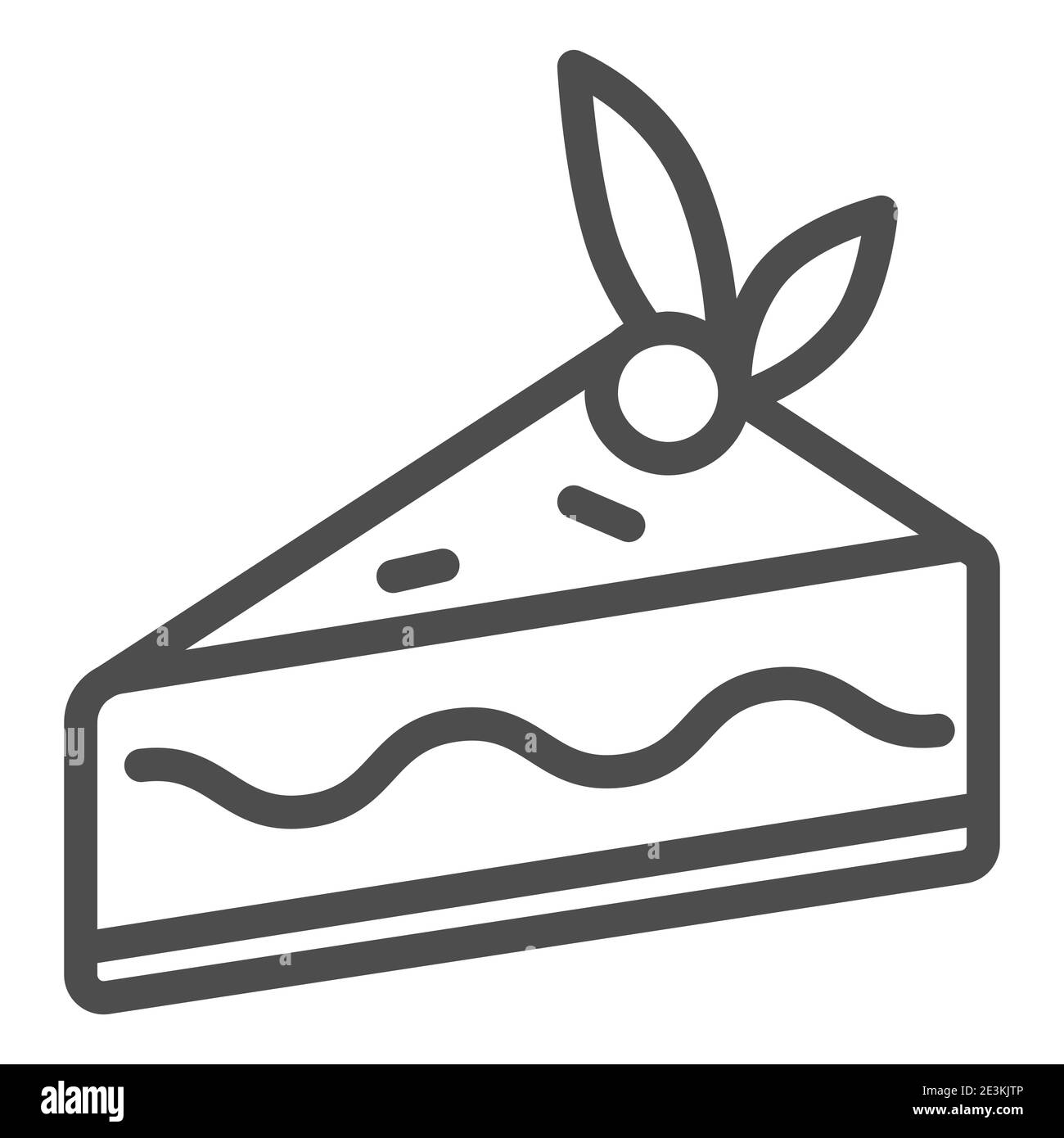 Cake slice line icon, confectionary concept, cheesecake sign on white