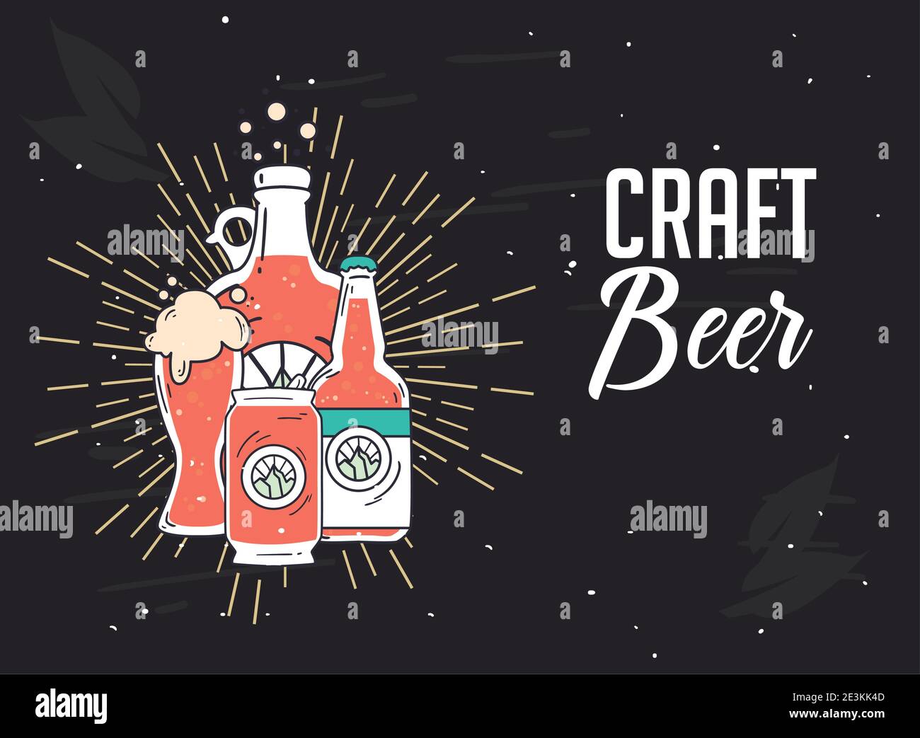 Craft beer bottles and can design, Pub alcohol and bar theme Vector