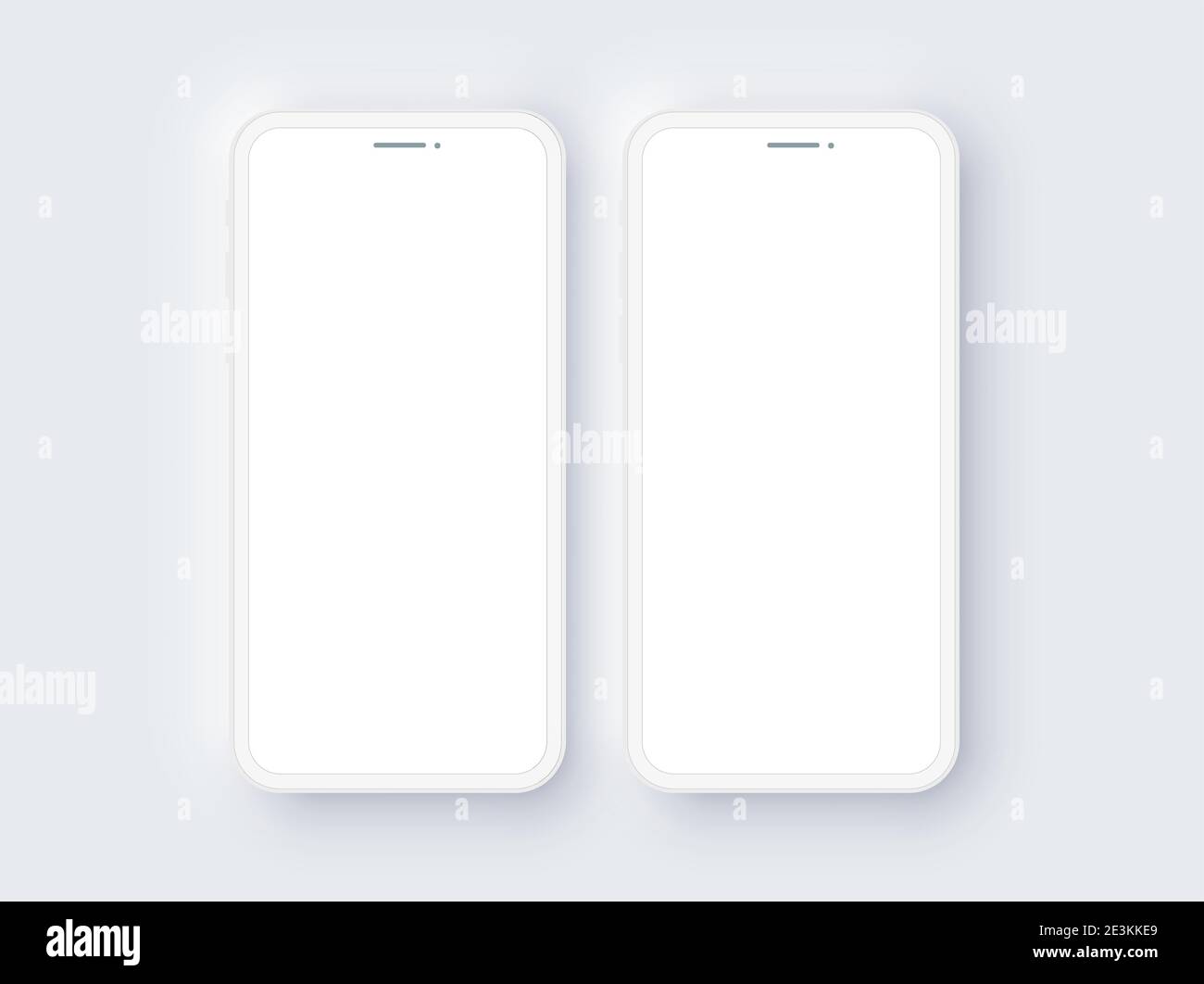 Realistic Double Mobile Phone Neomorphism Template Mockup Vector Stock Vector