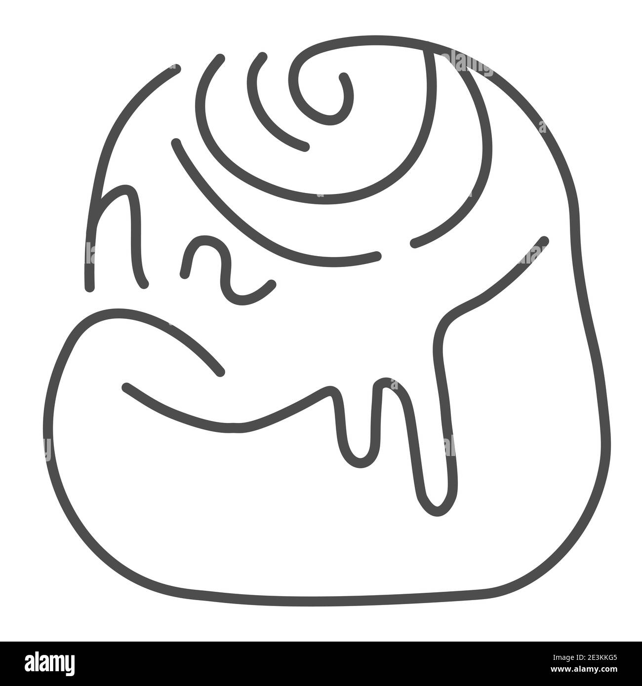 Cinnamon roll thin line icon, bakery concept, sweet bun sign on white