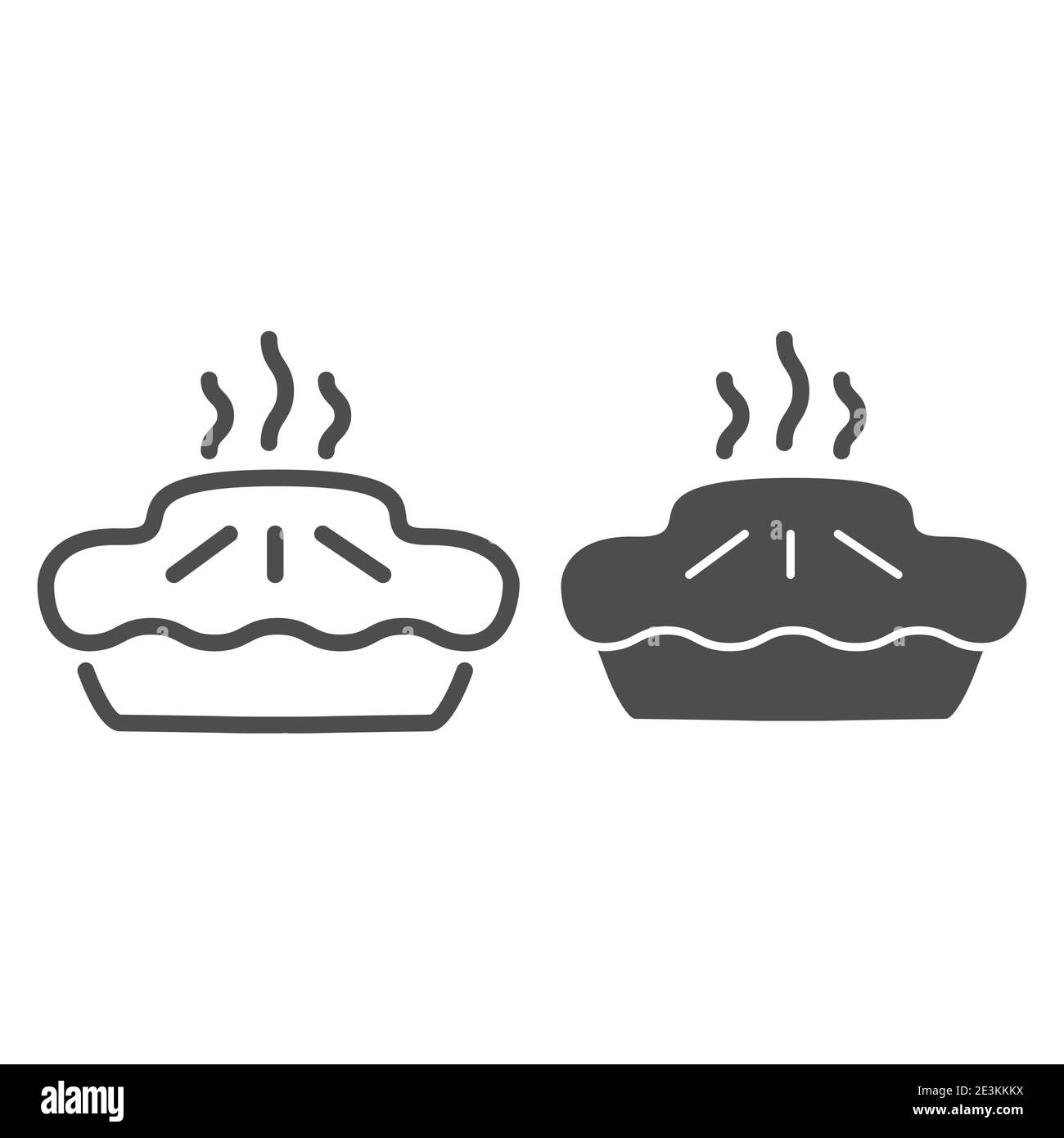 Pie line and solid icon, bakery concept, tart sign on white background ...
