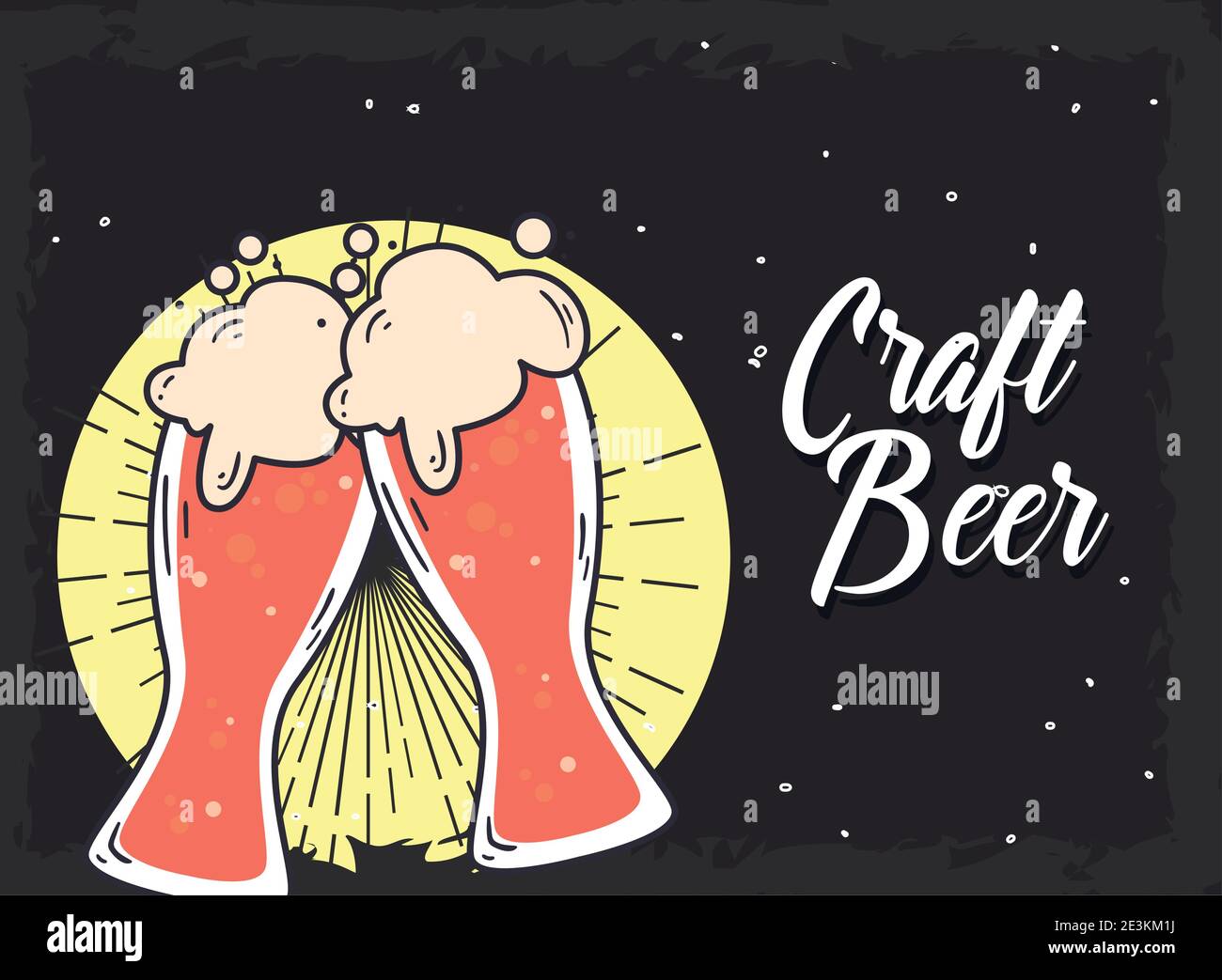 Craft beer glasses in seal stamp design, Pub alcohol and bar theme