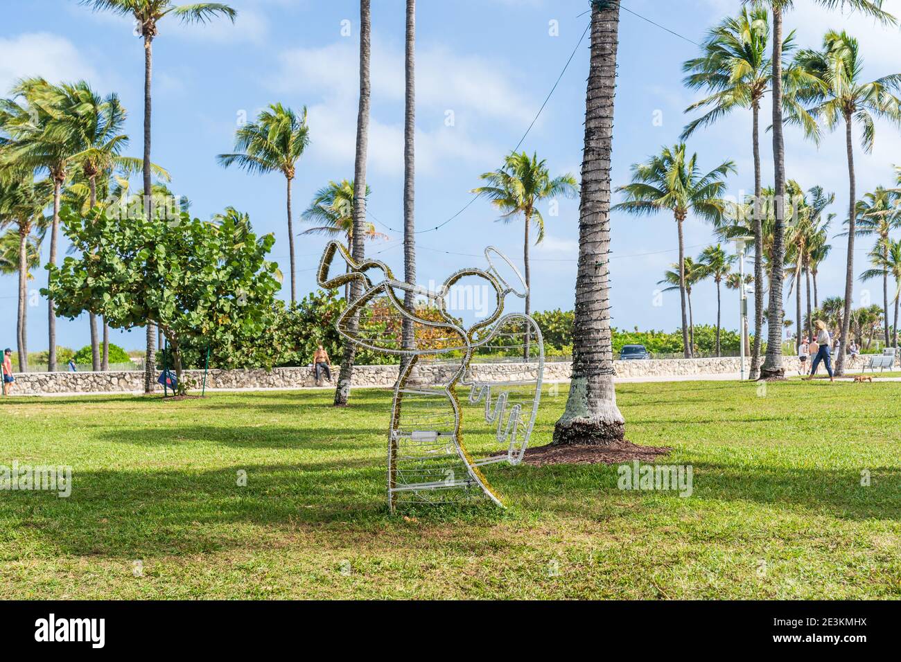 Lummus Park in South Beach Miami During Christmas. Stock Photo