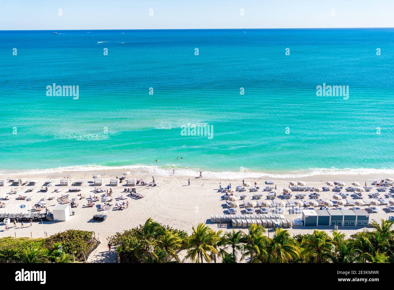 Aerial View of a Pristine Beach of Miami Florida. Stock Photo