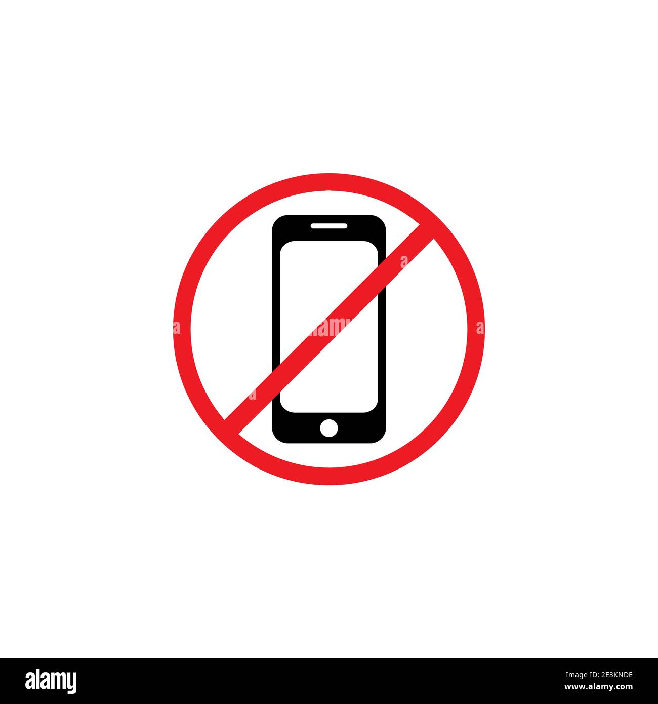 Smartphone silhouette in red crossed circle. simple icon. Forbidden, not allowed mobile. No phones sign. flat vector illustration isolated on white. Stock Vector