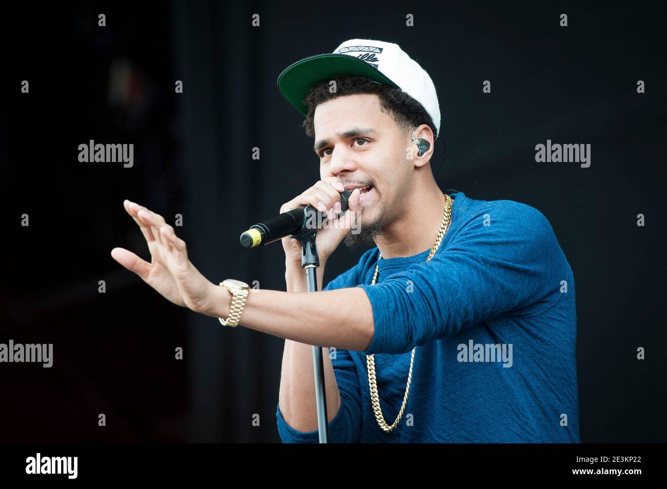 J.Cole plays live on stage on day 3 of Wireless Festival 2014, Finsbury Park - London Stock Photo