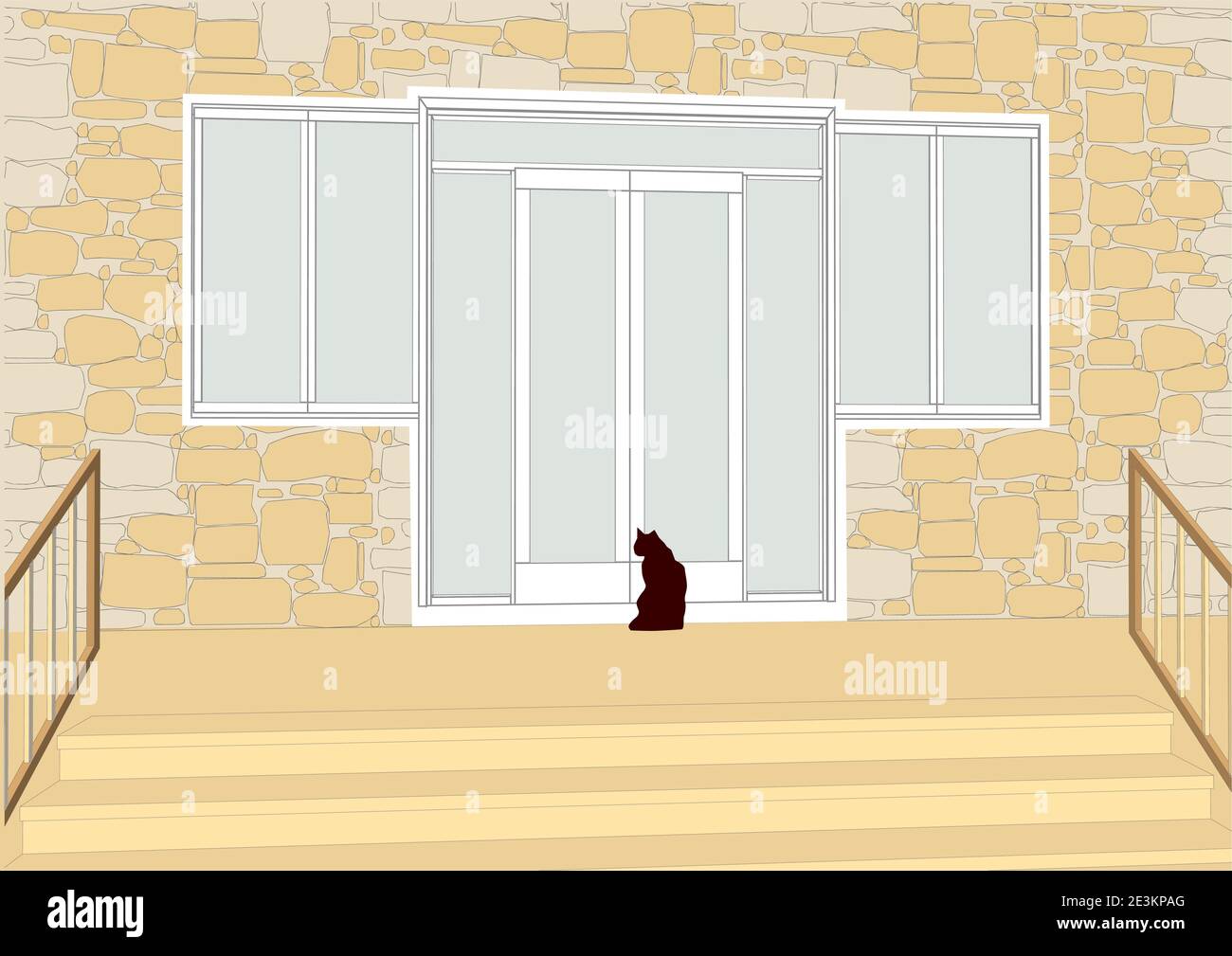 wood patio doors and black cat Stock Vector Image & Art Alamy