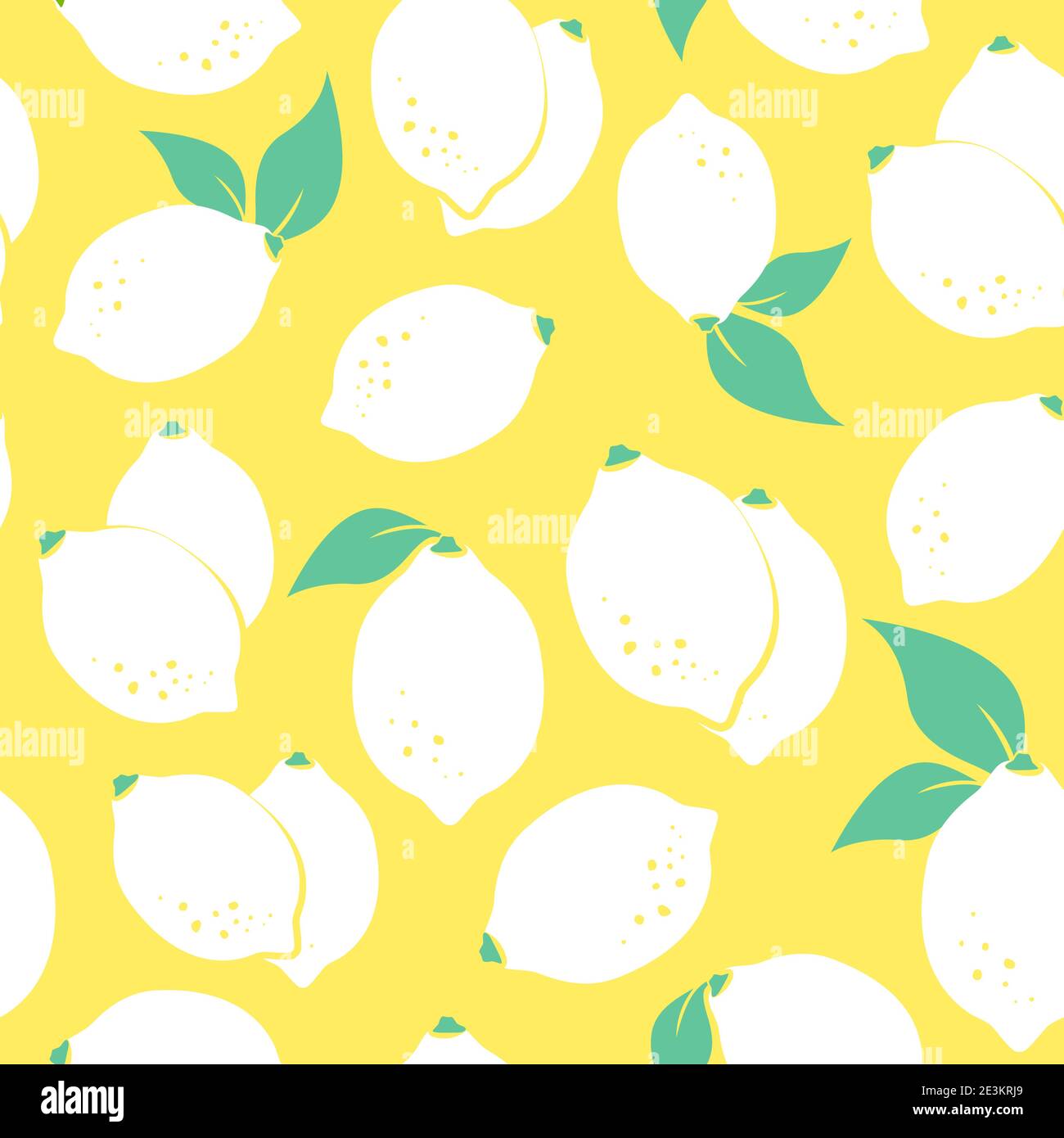 Seamless citrus pattern with yellow lemons on white background. Vector ...