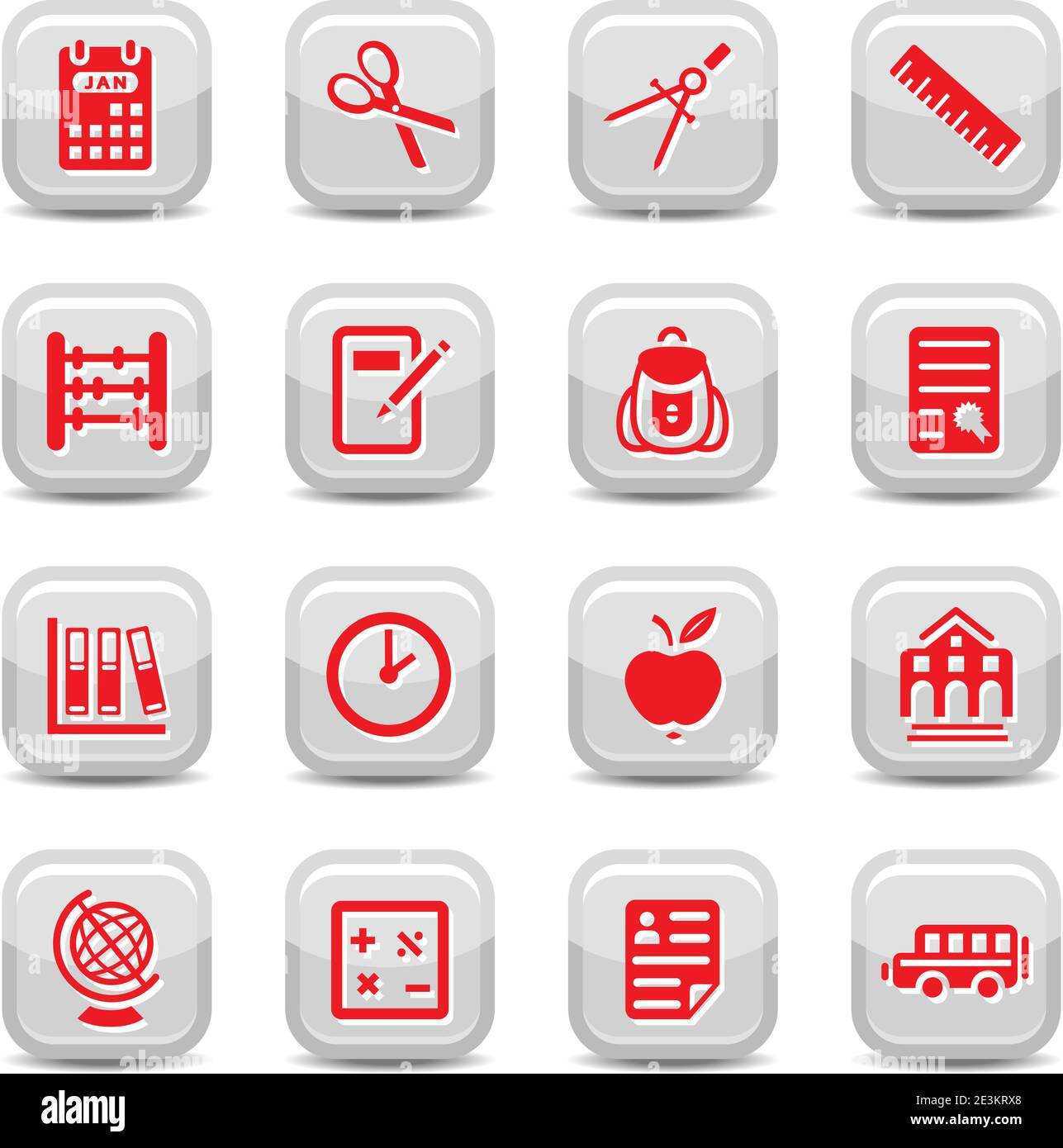 Education and School Vector Icon Set for web and mobile. All elements are grouped. Stock Vector