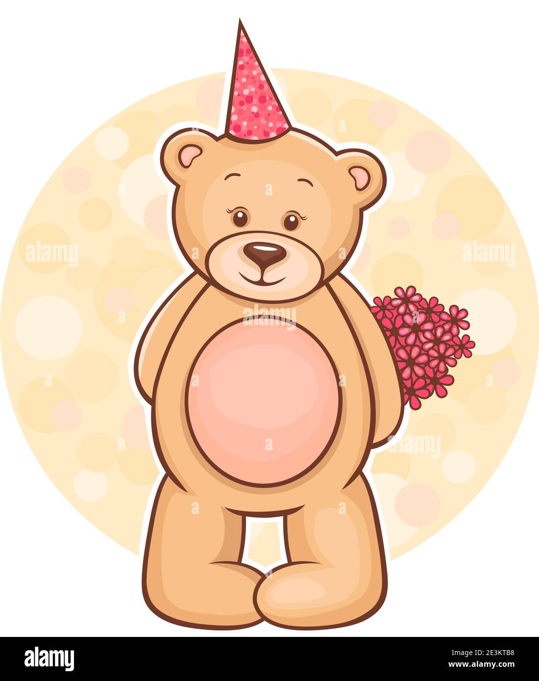 Illustration of cute Teddy Bear with flowers Stock Vector Image & Art ...