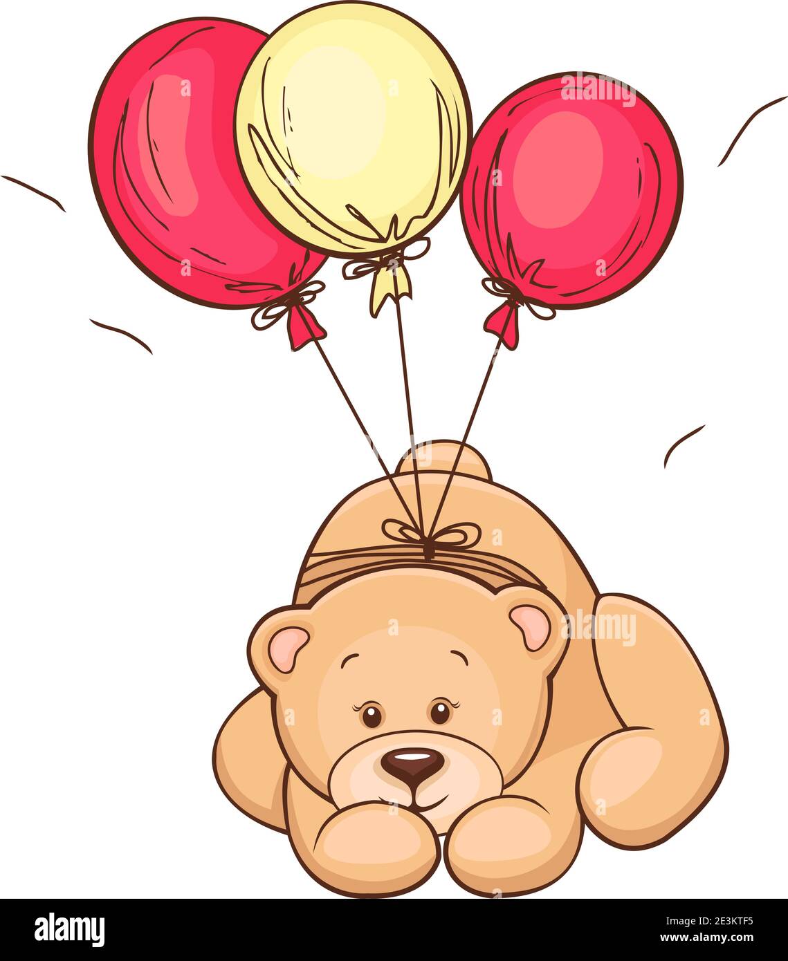 Hand drawn cute Teddy Bear and balloons. Vector illustration Stock ...