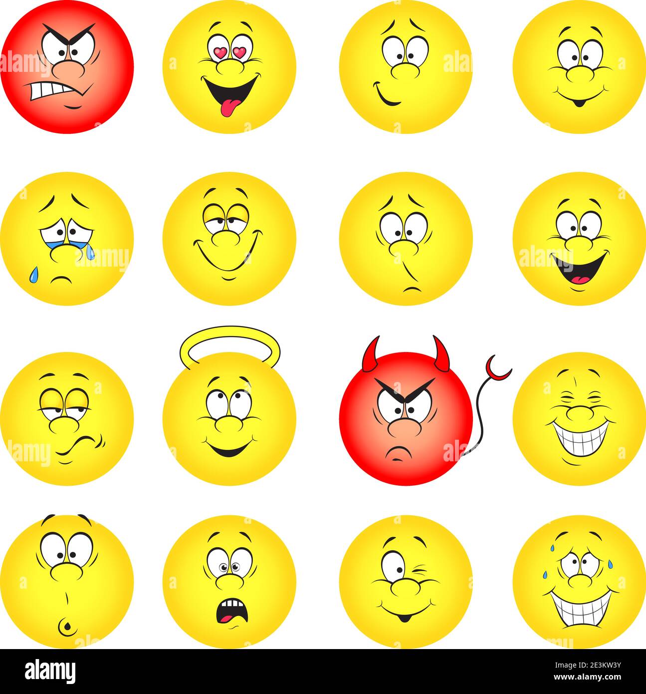 Vector illustration set of cool smile-balls. All elements are grouped. Stock Vector