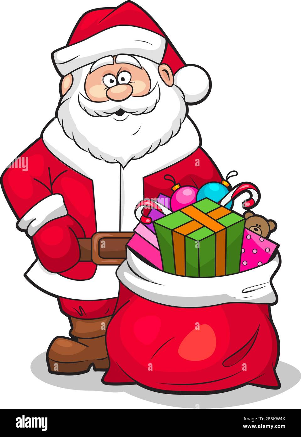 Vector illustration of Santa Claus with sack full of gifts Stock Vector ...