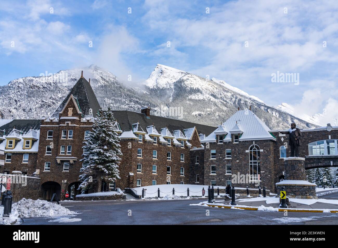 Fairmont Banff Springs in winter sunny day. Banff National Park ...