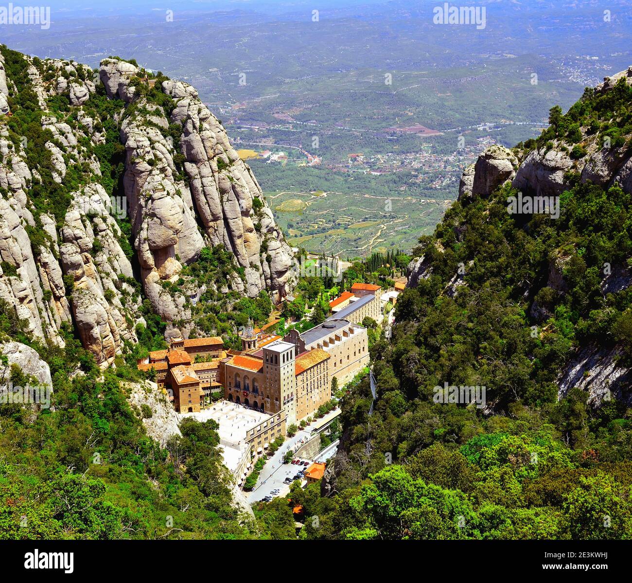 Areal View of Montserrat Monastery Buildings Stock Photo