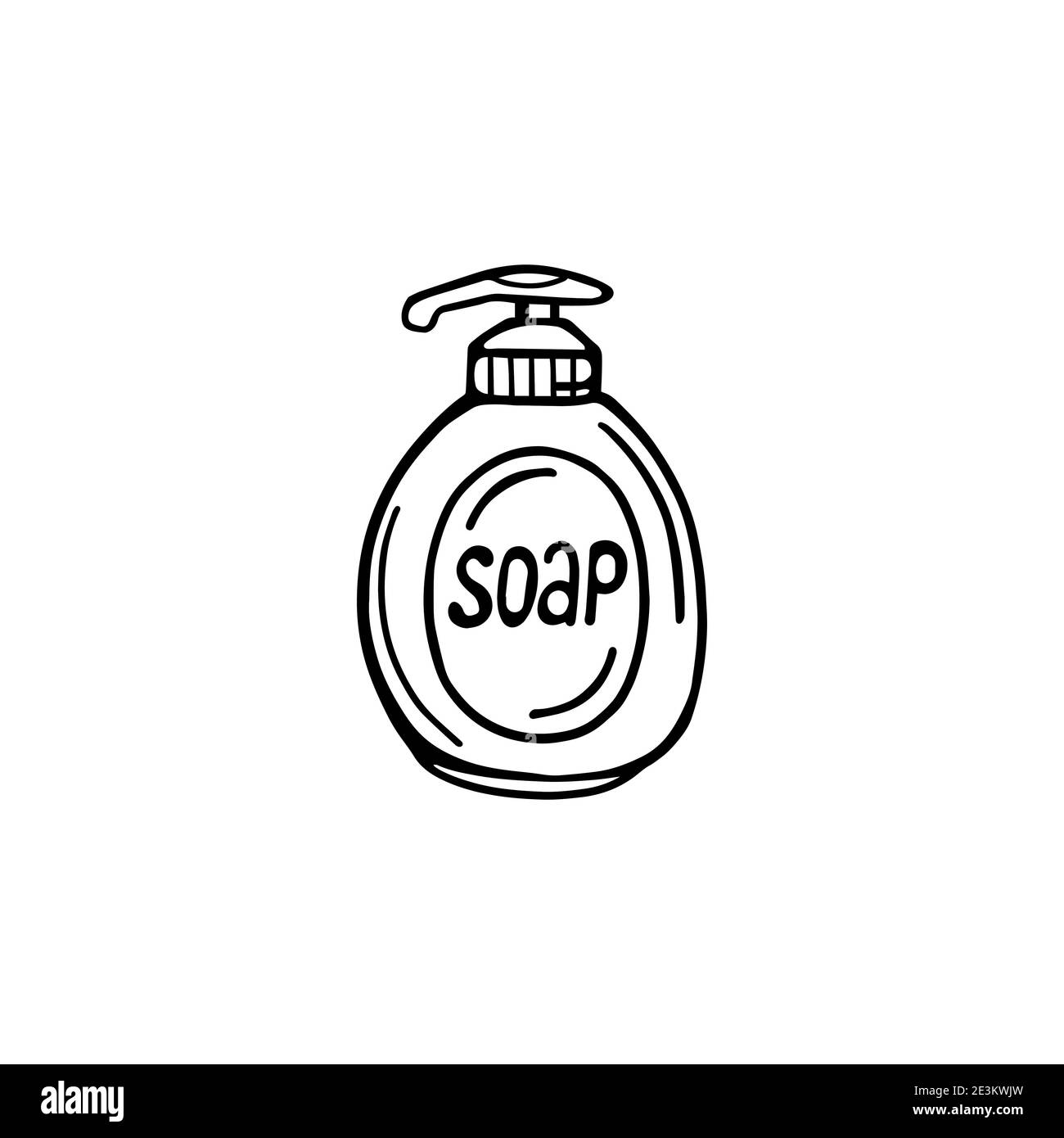 handdrawn soap bottle isolated on a white background. Vector