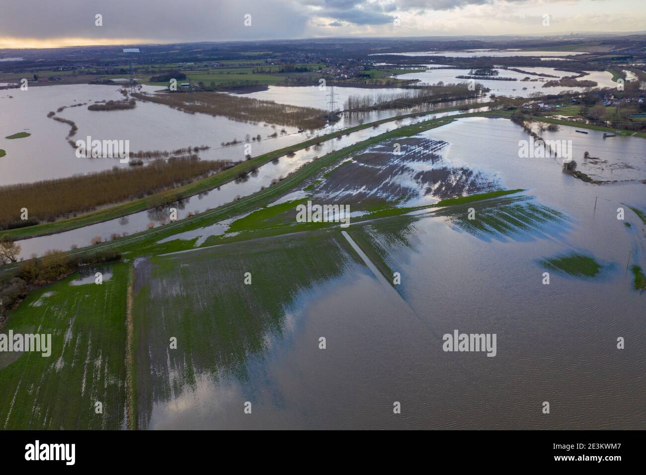 Aerial drone photo of the town of Allerton Bywater near Castleford in