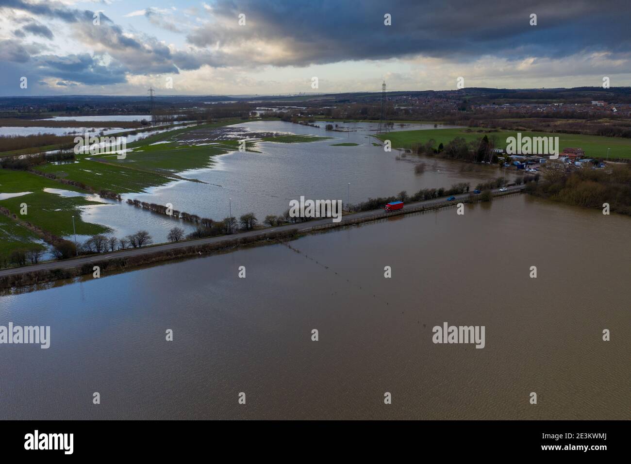Aerial drone photo of the town of Allerton Bywater near Castleford in