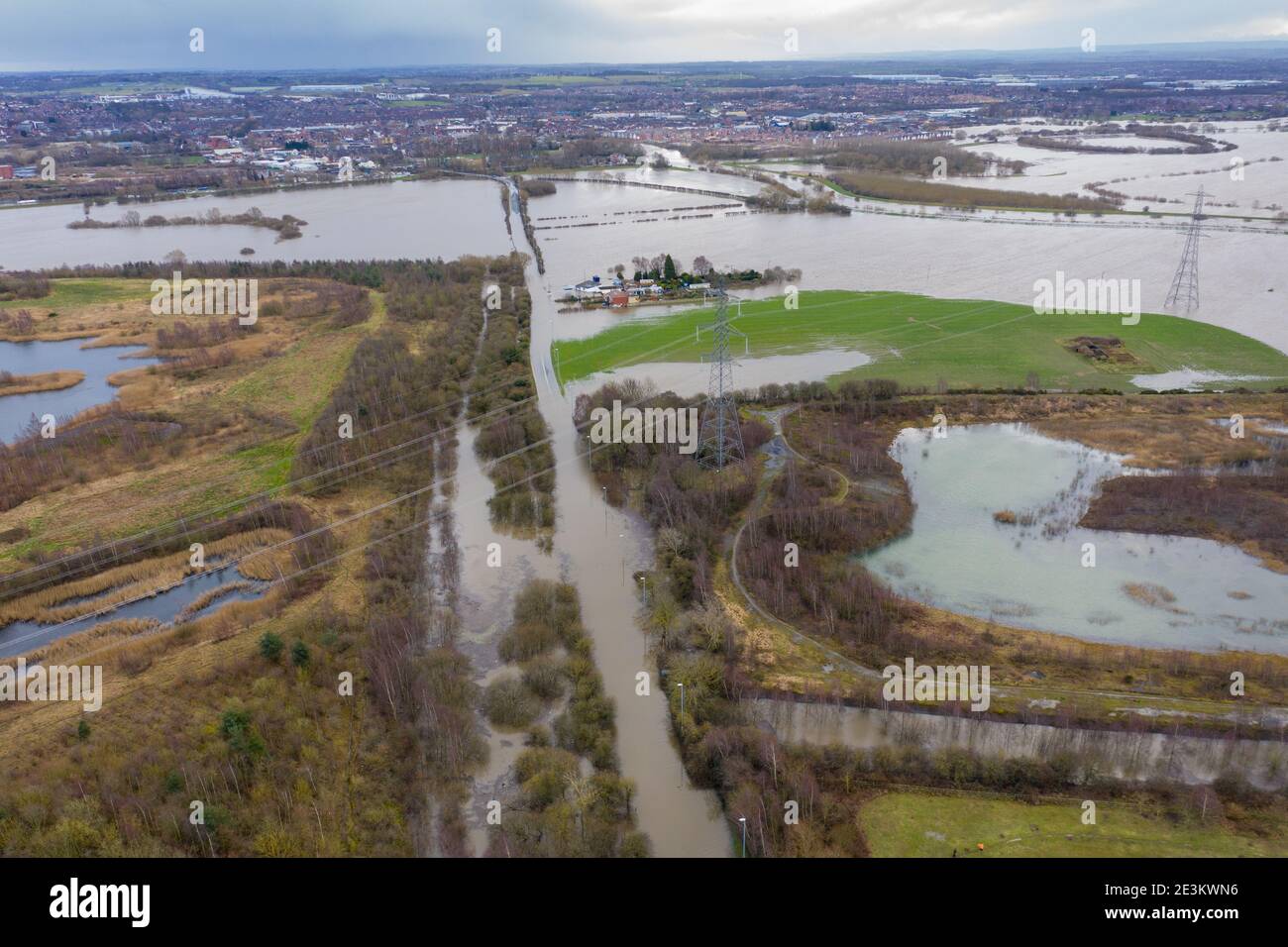 Aerial drone photo of the town of Allerton Bywater near Castleford in
