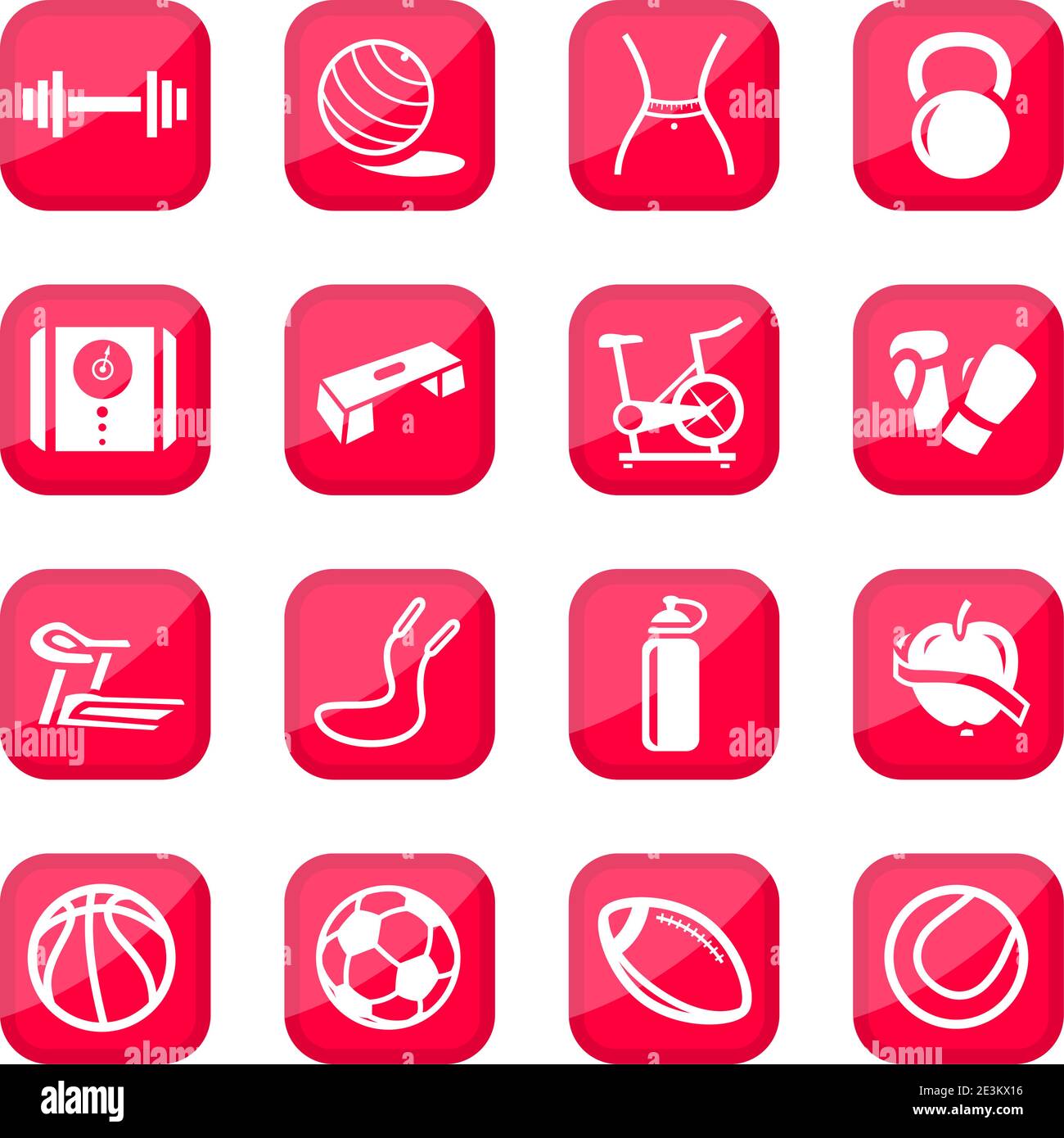 Fitness and Sport vector icon set for web and mobile. All elements are grouped. Stock Vector