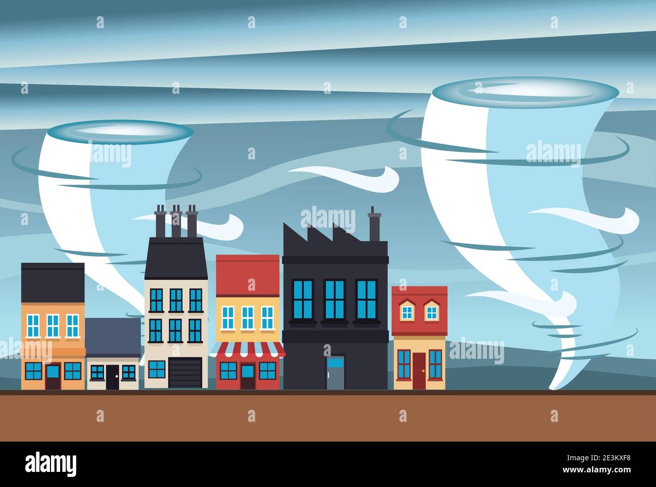 climate change effect city scape scene with twister vector illustration ...