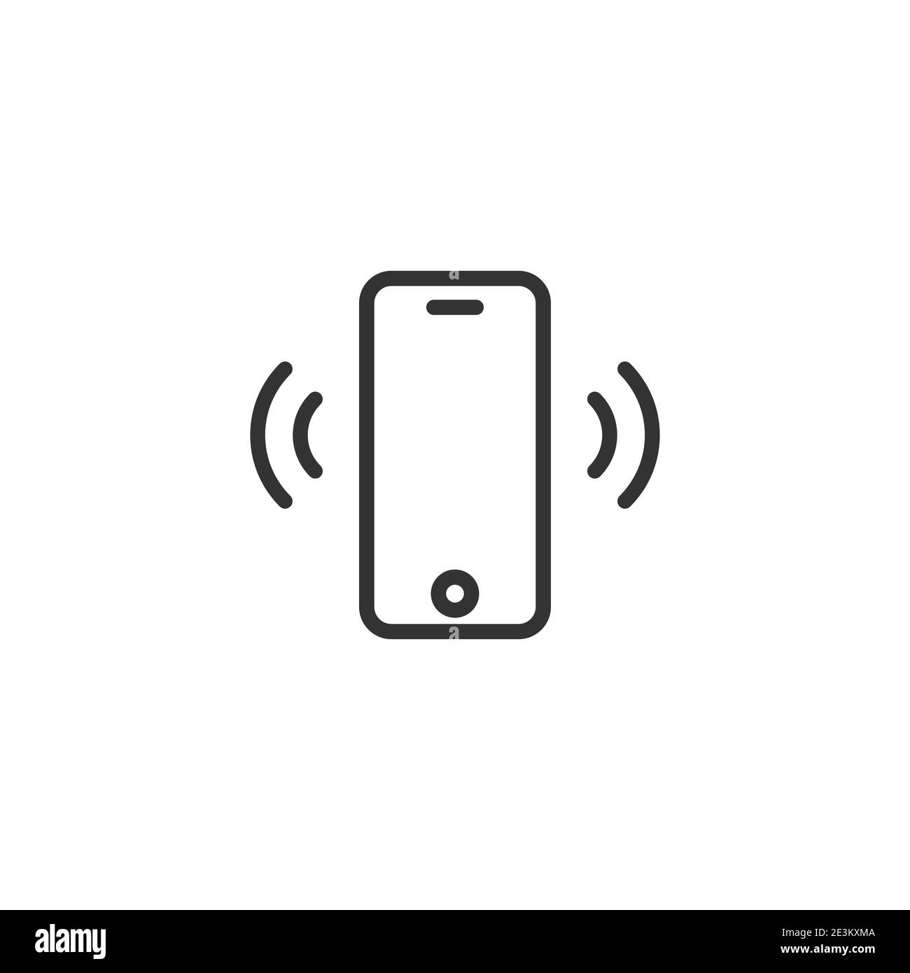 Smartphone rings silhouette simple icon. incoming call pictogram. Loud ringtone sound. black line flat vector illustration isolated on white. Stock Vector