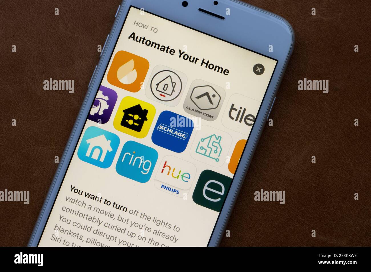 Assorted home automation apps are seen from App Store on an iPhone on Jan 19, 2021. Stock Photo