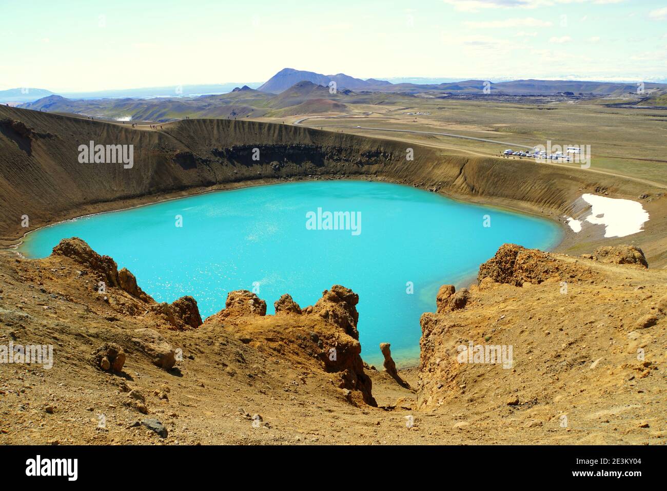 Beautiful view of the blue water at Krafla Viti Crater near Lake Myvatn,  Iceland in the summer Stock Photo - Alamy