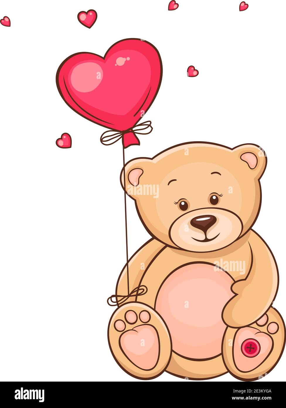 Hand drawn Teddy bear with red heart balloon Stock Vector Image & Art ...