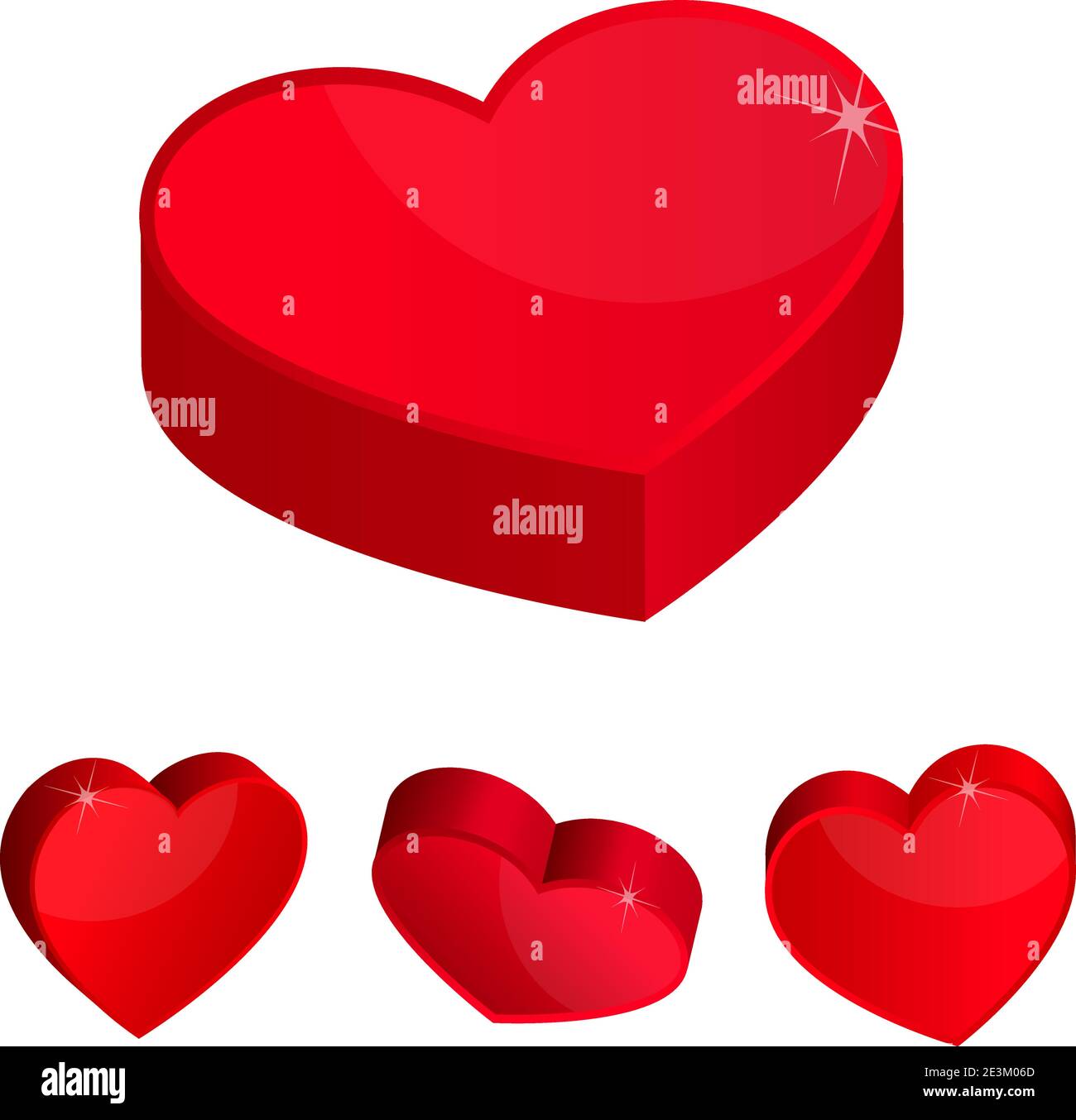 Red hearts 3d simple icons. Vector illustration eps 10. Stock Vector