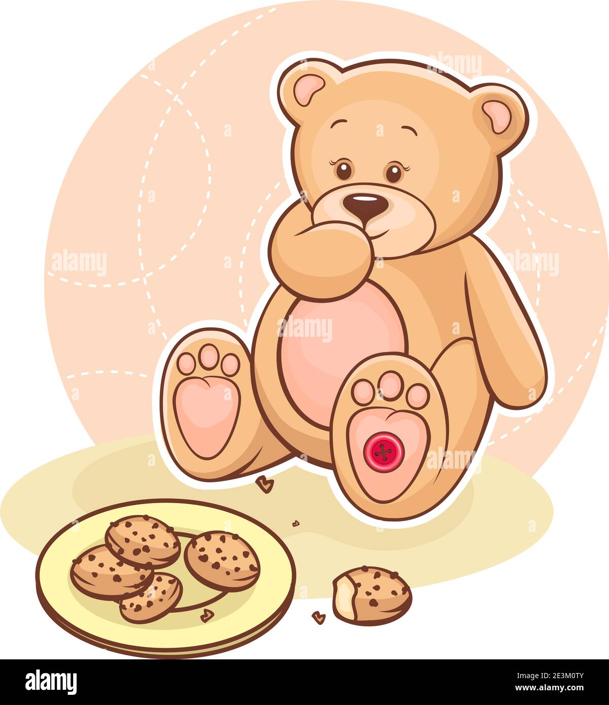 Illustration of cute Teddy Bear eating cookies Stock Vector Image & Art -  Alamy