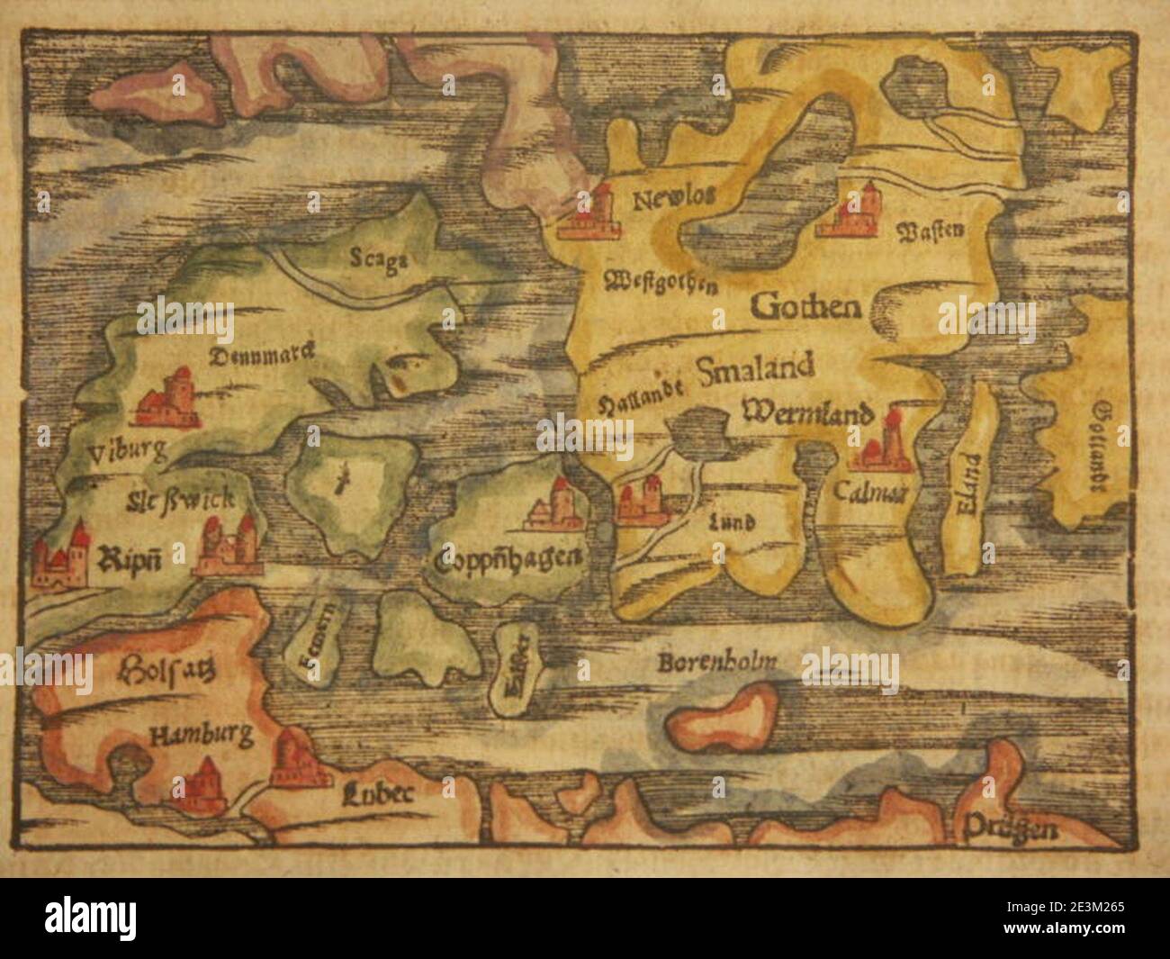 Map of Denmark (1600 Stock Photo Alamy