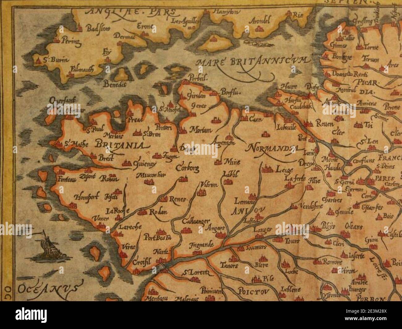 Map of France North West (1600 Stock Photo - Alamy