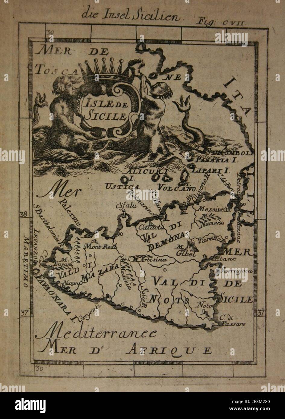 Map of Sicily, 1685 Stock Photo - Alamy