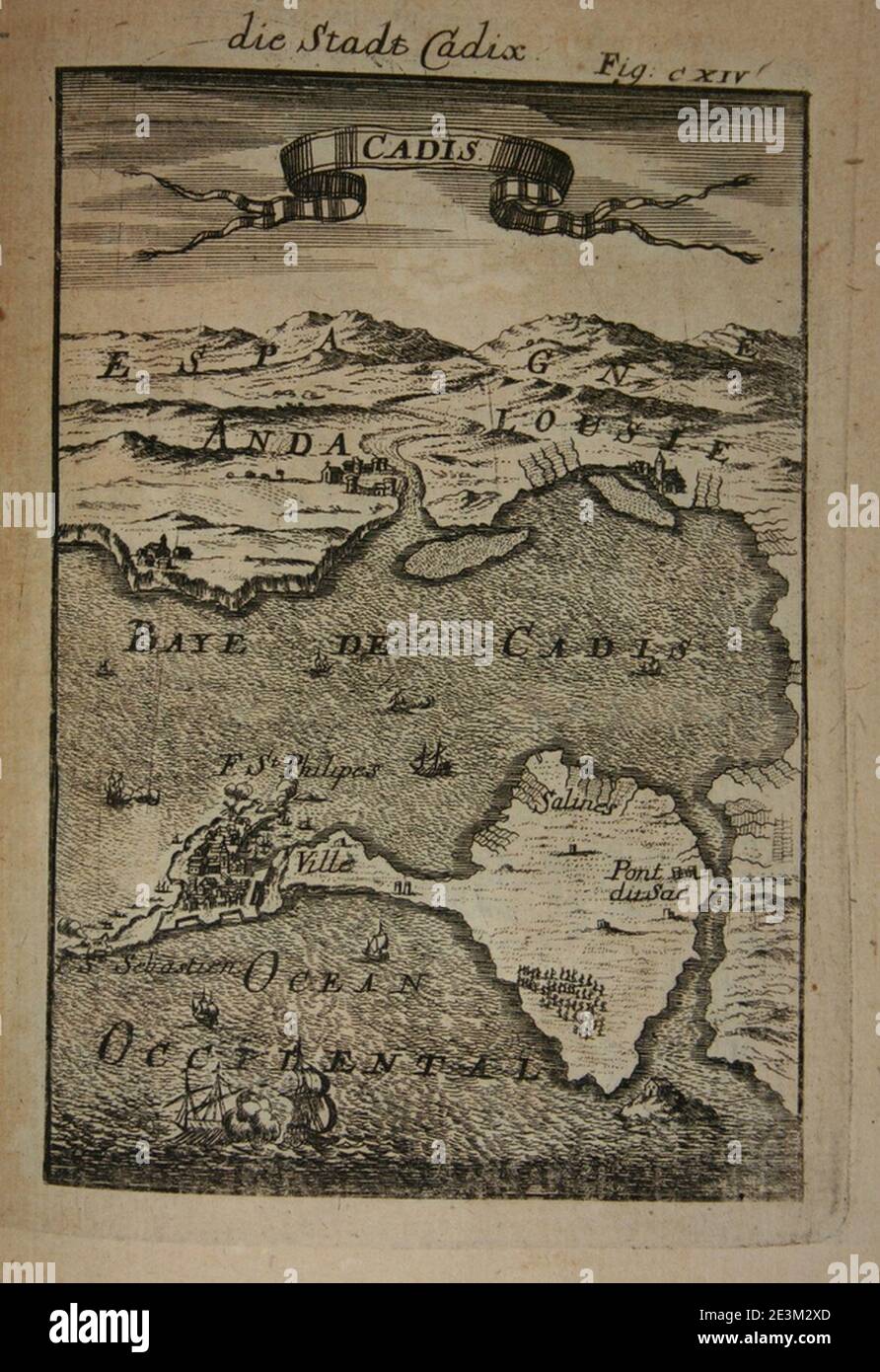 Cadiz map hi res stock photography - Map Of Cadiz 1685 2E3M2XD