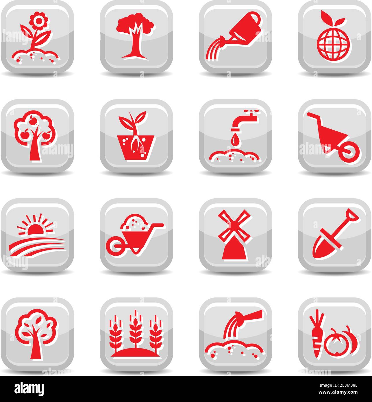 Gardening Icon Set for web and mobile. All elements are grouped. Stock Vector