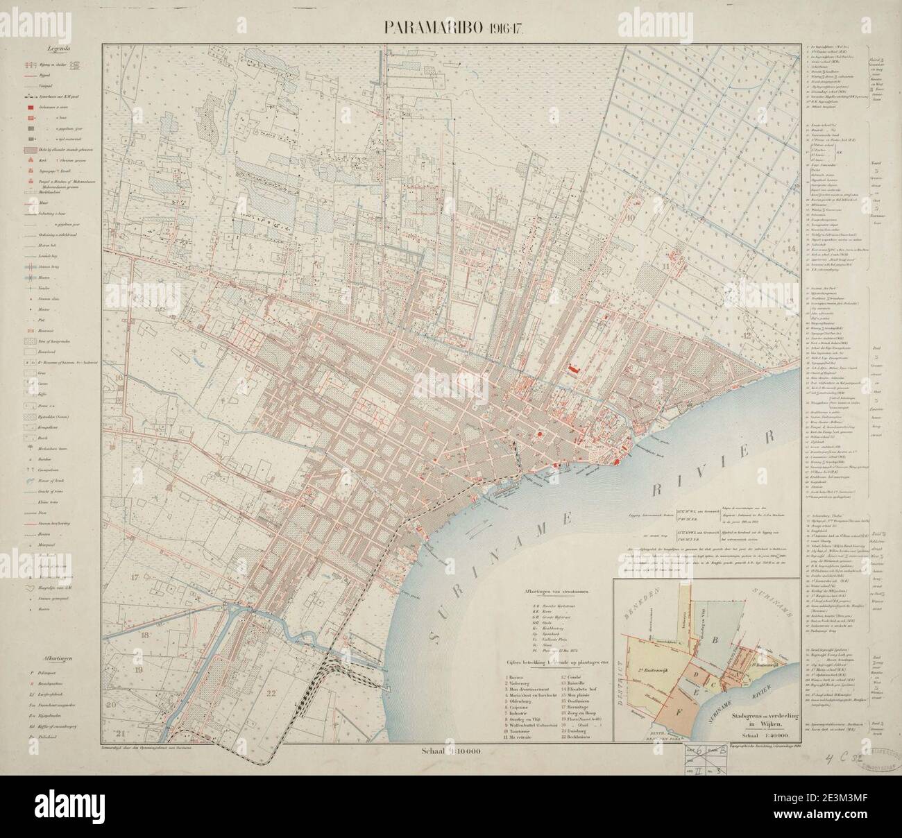 Map of Paramaribo (1920 Stock Photo - Alamy