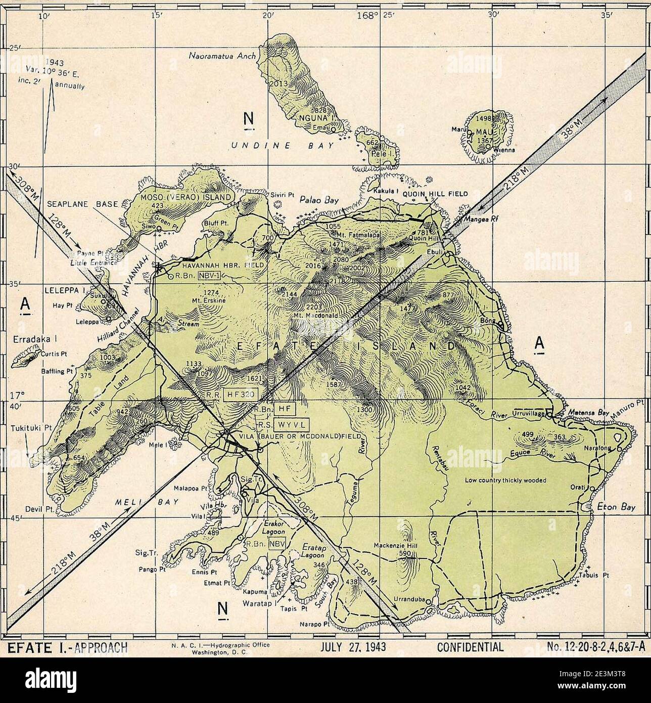 Map of approach to Efate Island Stock Photo - Alamy